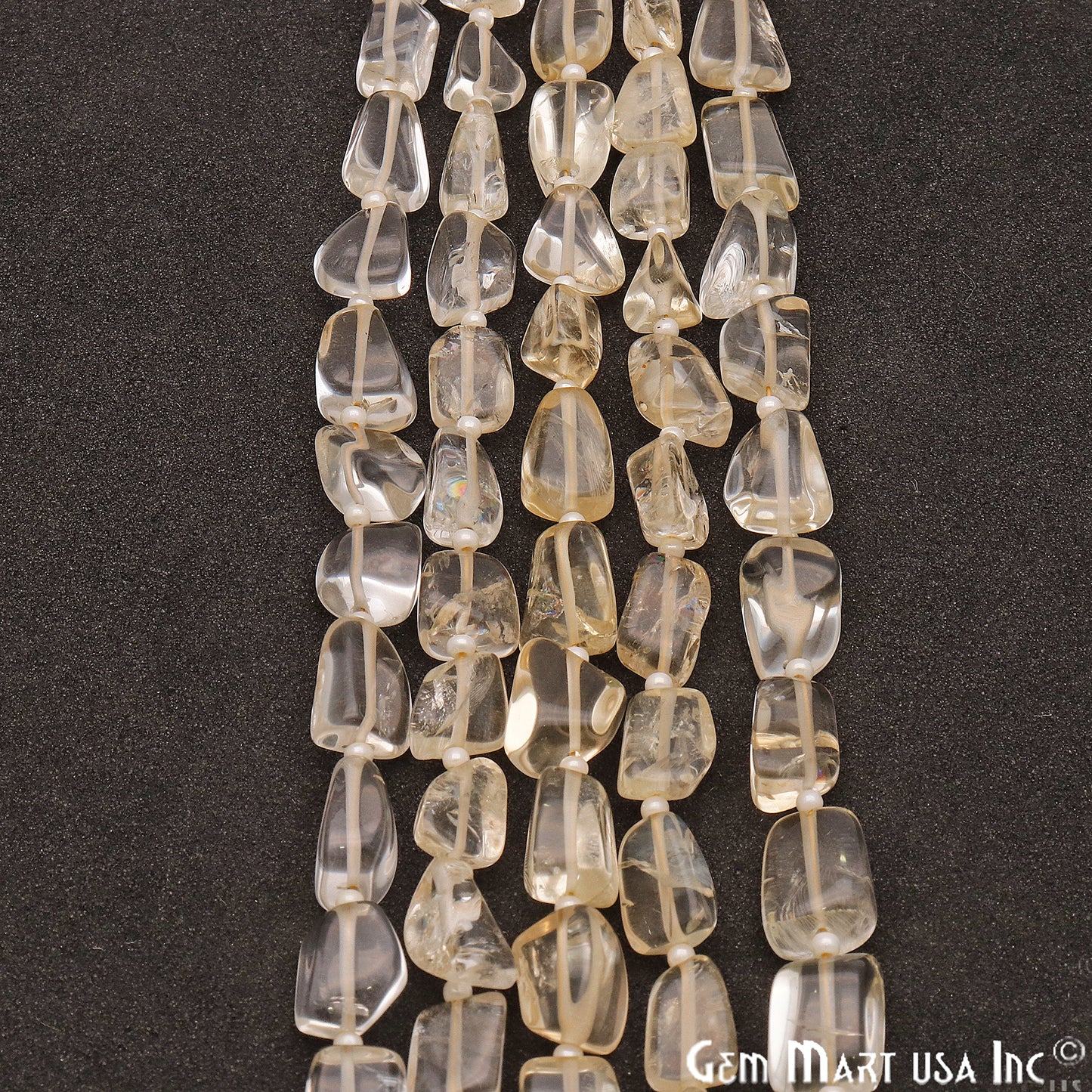 Light Citrine Free Form 9x7mm Tumble Beads Gemstone Strands - GemMartUSA