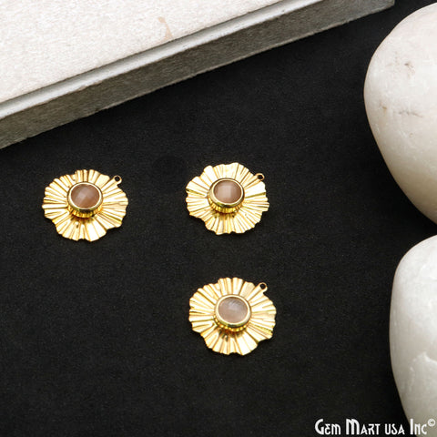 DIY White Monalisa Round Gold Jewelry Connector Pendant