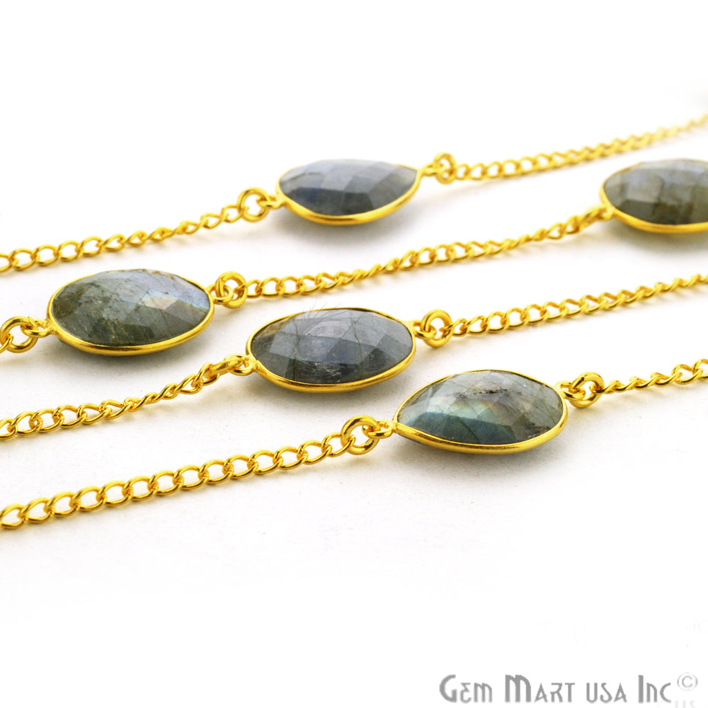 Labradorite 15mm Gold Plated Bezel Link Connector Chain - GemMartUSA (764187803695)