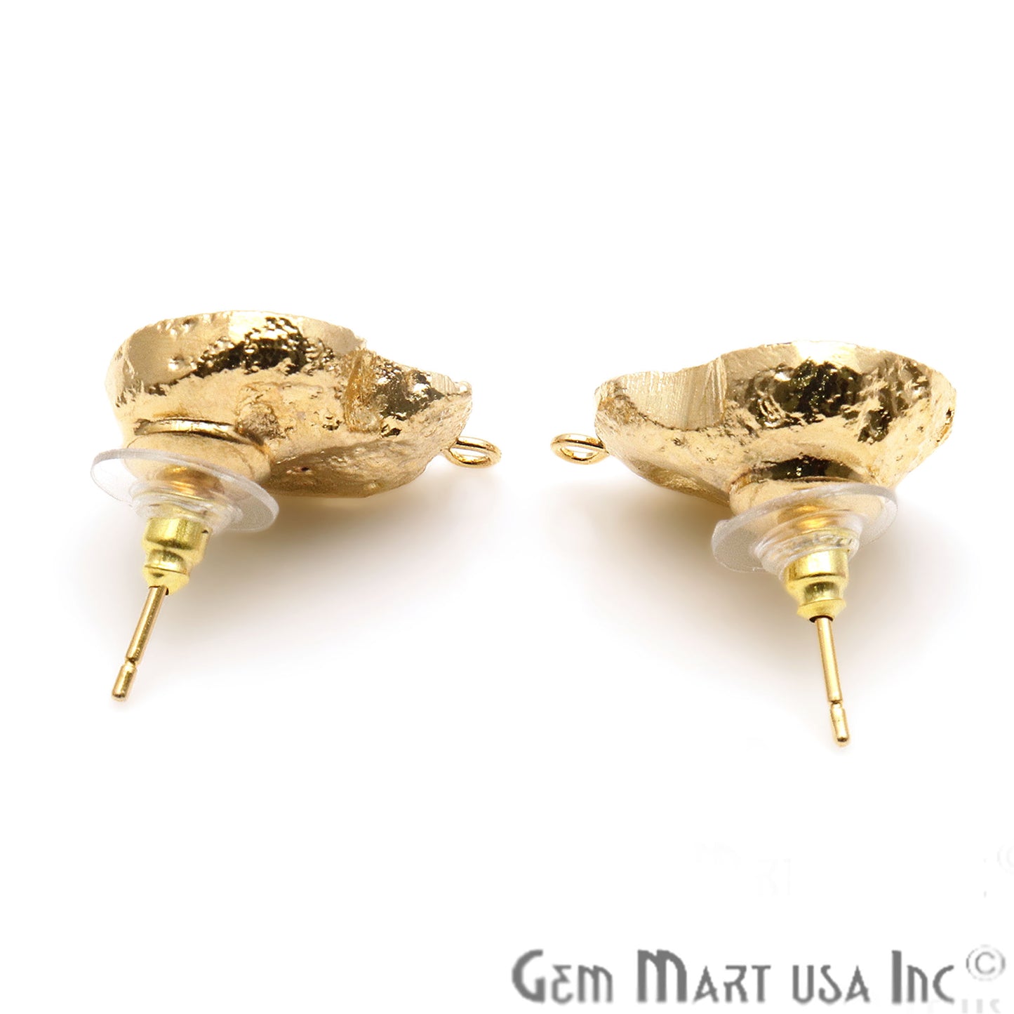 DIY Geode Druzy 23x17mm Gold Electroplated Loop Connector Studs Earrings - GemMartUSA