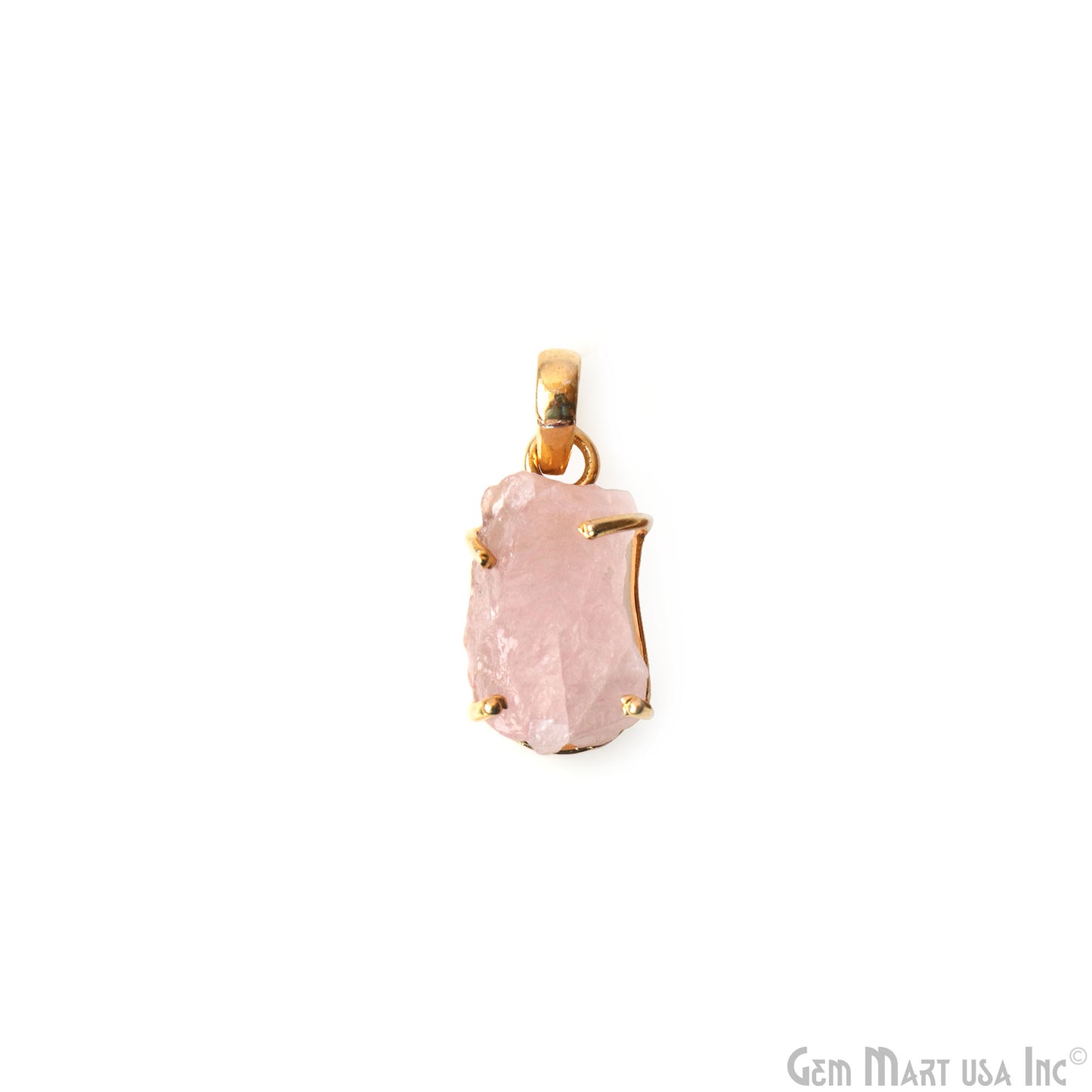 Natural Morganite Organic 22x10mm Gold Plated Prong Setting Single Bail Gemstone Pendant