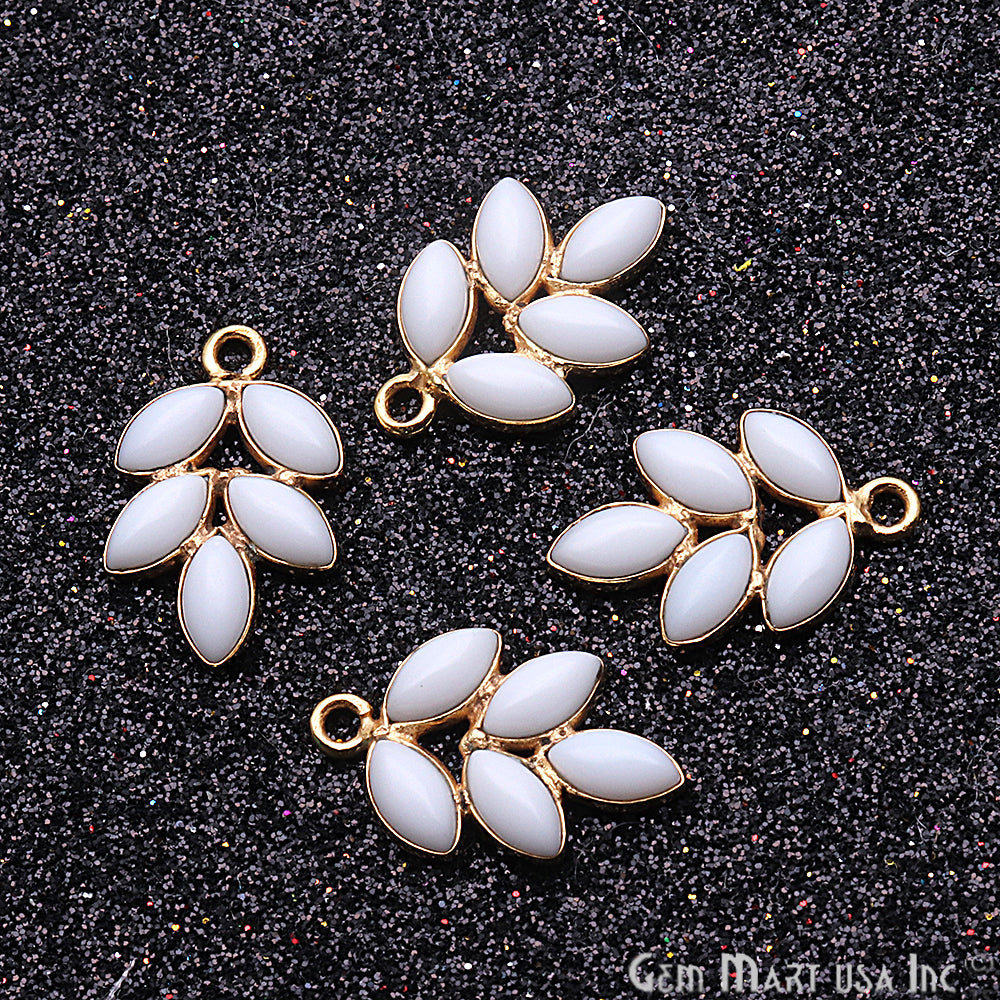 DIY White Agate 17x11mm Gold Plated Chandelier Finding Component - GemMartUSA