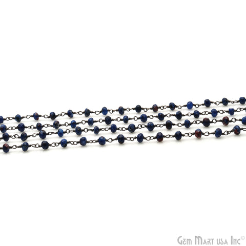 Sodalite Jade 4mm Faceted Beads Oxidized Wire Wrapped Rosary