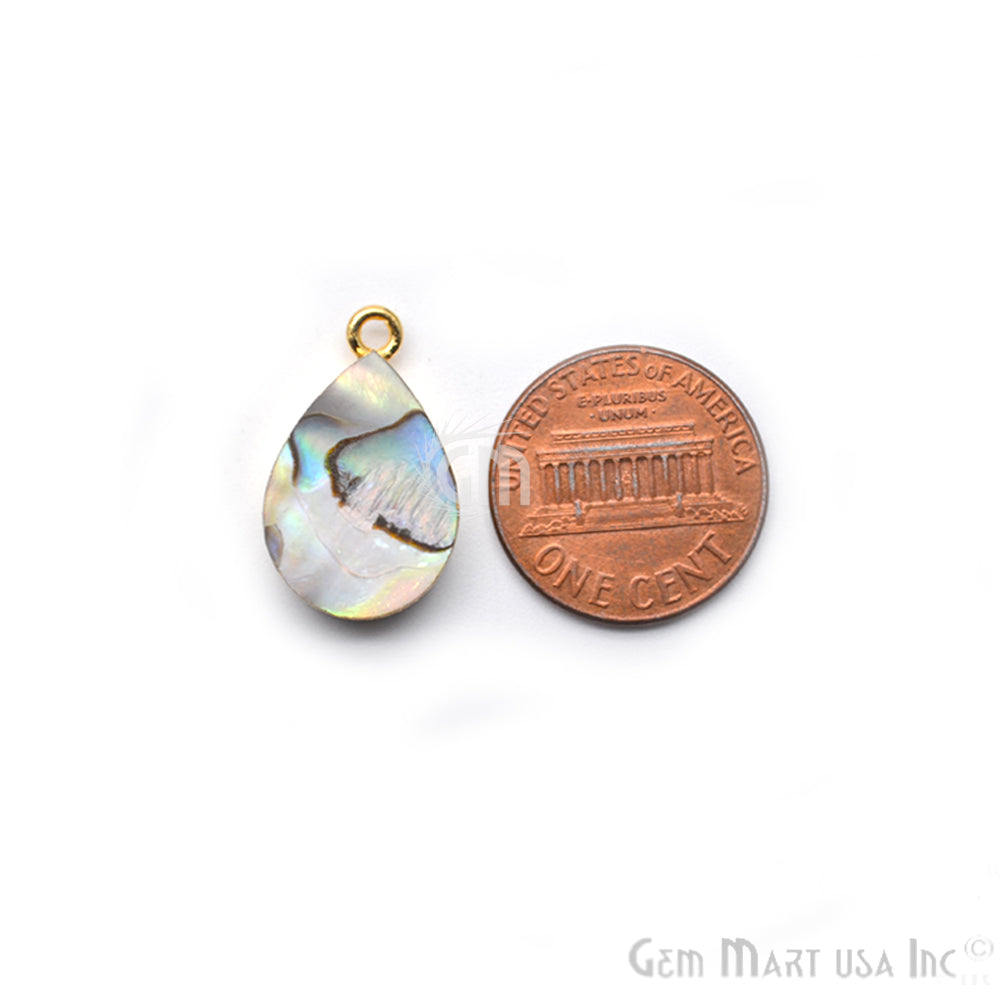 Abalone Shell 14mm Round Shape Gold Electroplated Gemstone Connector - GemMartUSA