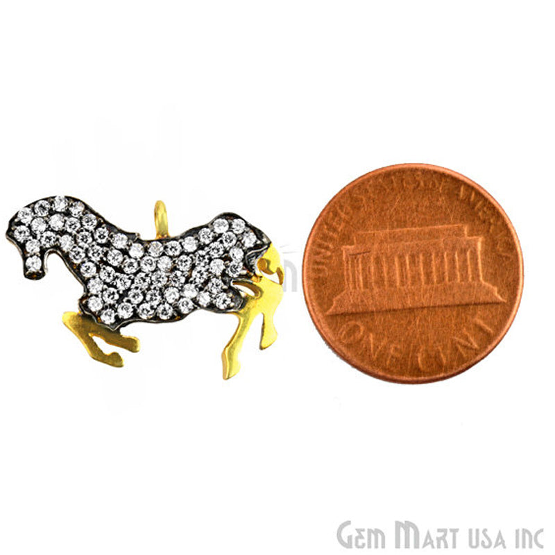 Horse' CZ Pave Gold Vermeil Charm for Bracelet & Pendants - GemMartUSA