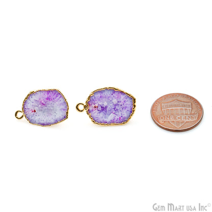 DIY Geode Druzy 21x13mm Gold Electroplated Loop Connector Studs Earrings