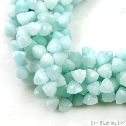 Amazonite Triangle Beads, 8 Inch Gemstone Strands, Drilled Strung Briolette Beads, Triangle Shape, 6-7mm