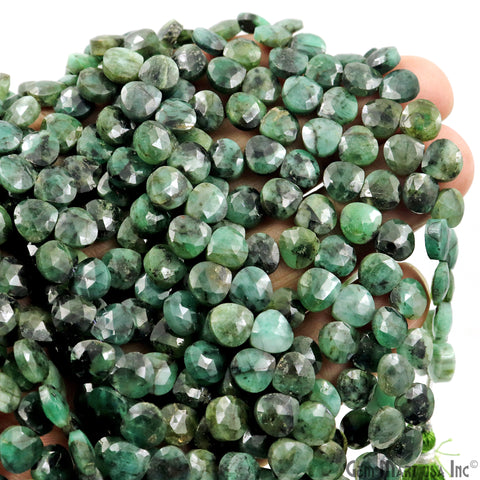 Emerald Faceted Heart Shape 7mm Beads Gemstone 7 Inch Strands