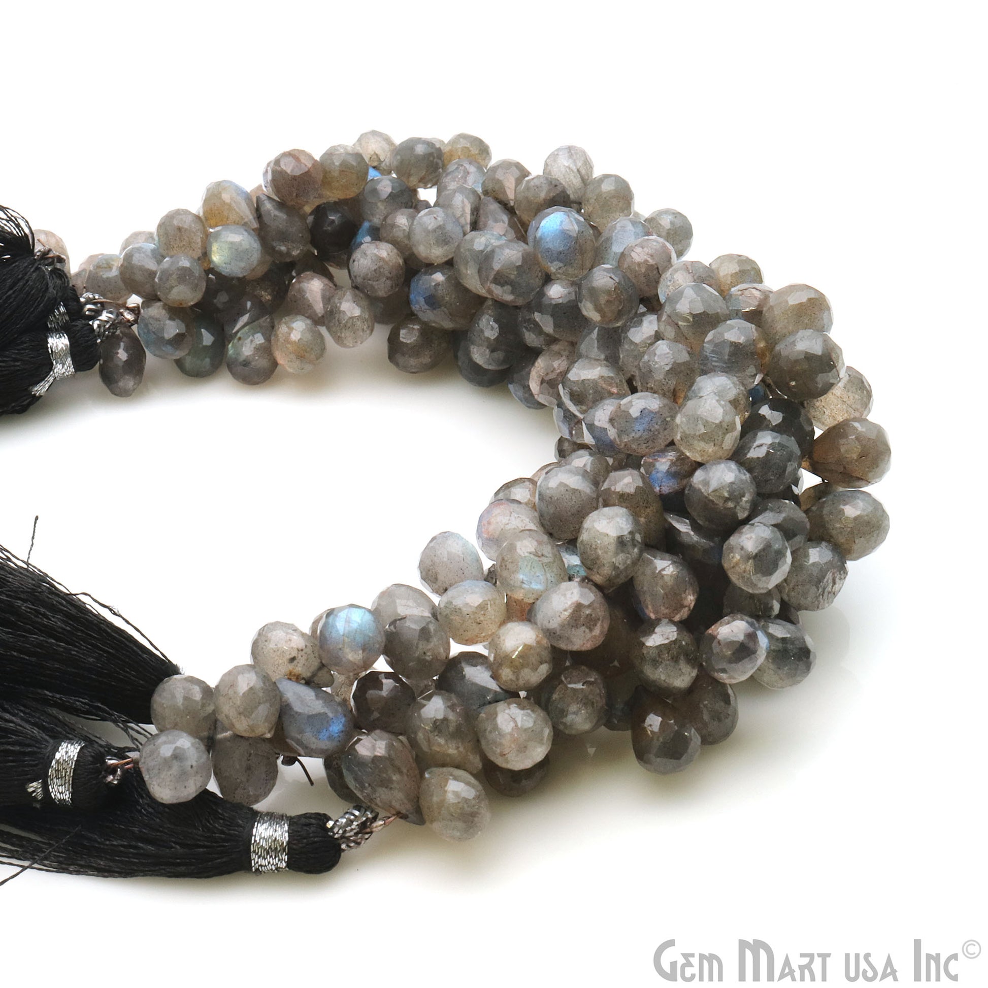 Labradorite Teardrops Faceted Gemstone 10x5mm Rondelle Beads - GemMartUSA