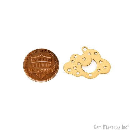 Clouds Moon With Star Charm Laser Finding Gold Plated 19x25mm Charm For Bracelets & Pendants