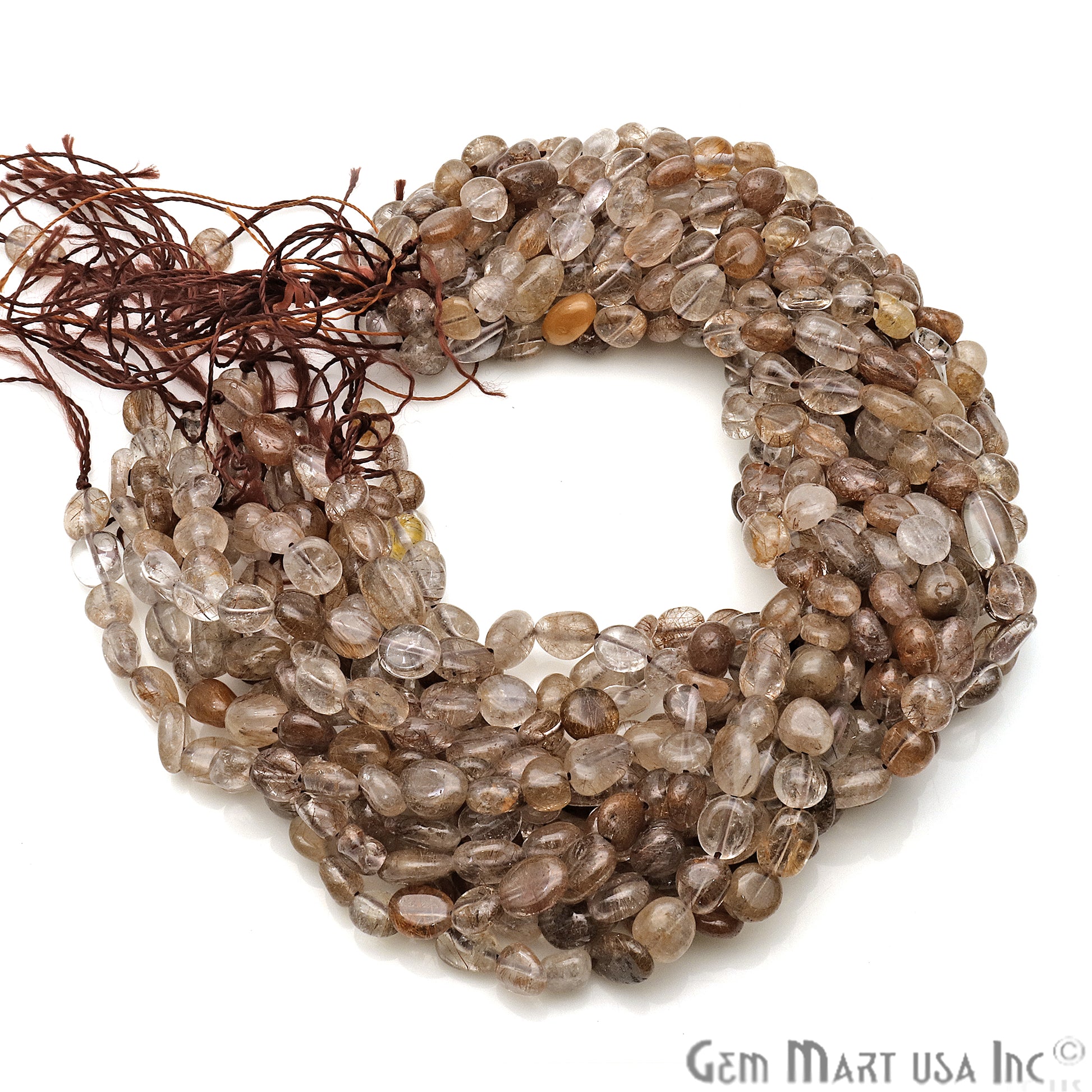 Brown Rutile 9x5mm Tumble Rondelle Beads Strands 14Inch - GemMartUSA