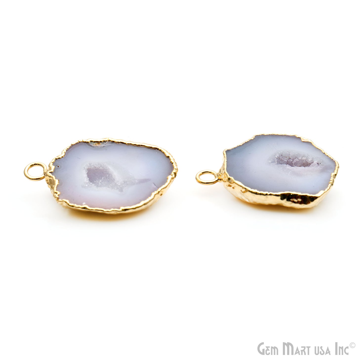 Geode Druzy 31x21mm Organic Gold Electroplated Single Bail Gemstone Earring Connector 1 Pair