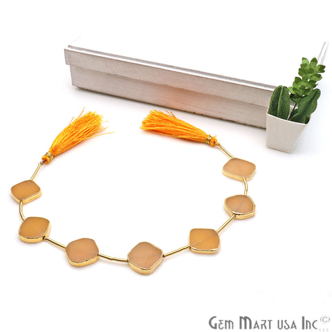 Sand Chalcedony Free Form 18x15mm Gold Edged Crafting Beads Gemstone Strands 9INCH - GemMartUSA