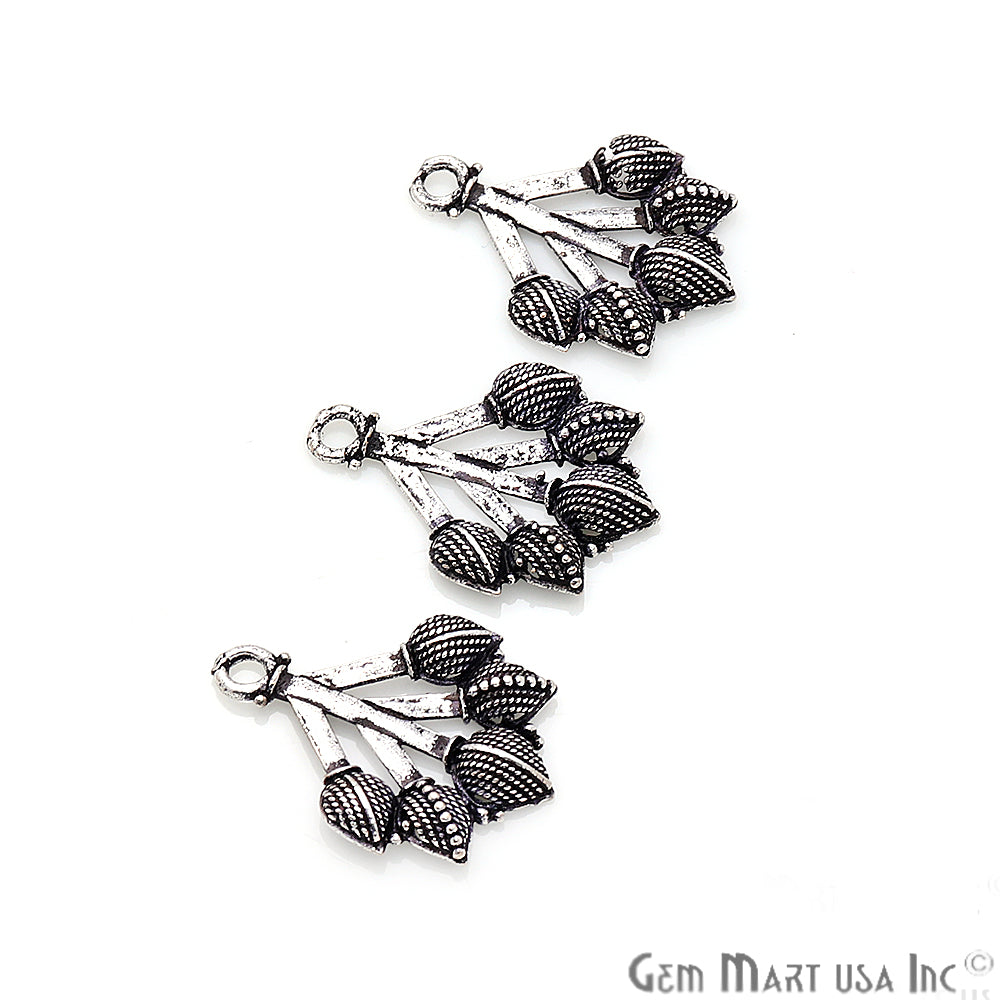 Tulip Shape Oxidized 25x19mm Charm For Bracelets & Pendants - GemMartUSA