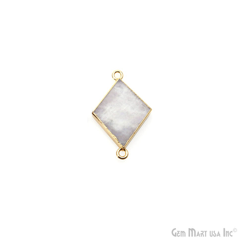 Rainbow Moonstone Free Form 14x25mm Gold Electroplated Gemstone Double Bail Connector