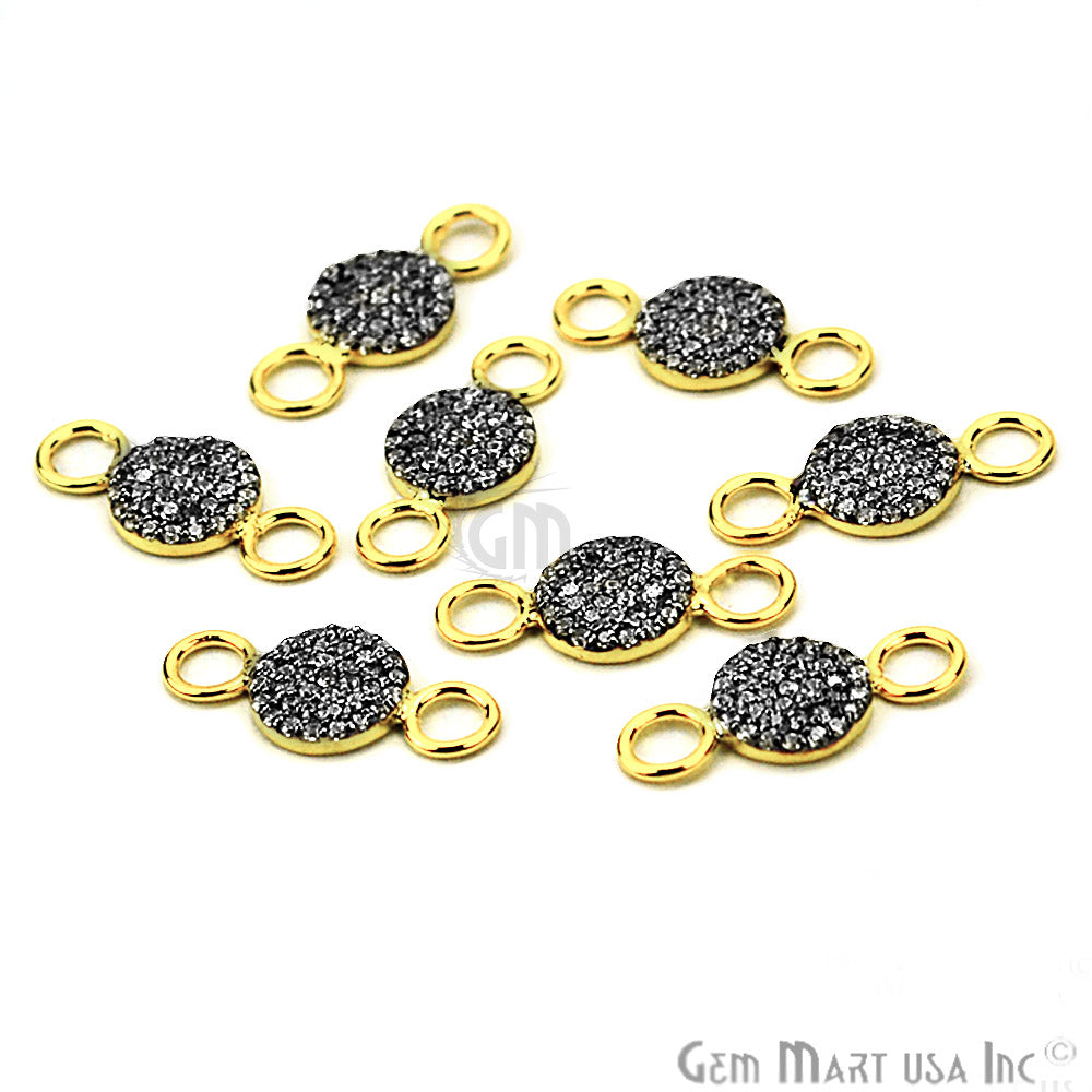 Cubic Zircon Pave 'Round' Gold Vermeil Charm For Bracelet & Pendants - GemMartUSA