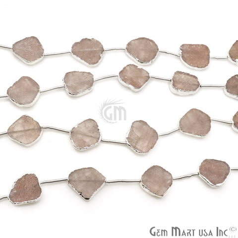 Strawberry Quartz Free Form 18x15mm Silver Edged Crafting Beads Gemstone Strands 9INCH - GemMartUSA