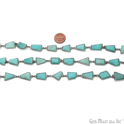 Amazonite 10-15mm Faceted Free Form Oxidized Bezel Connector Chain