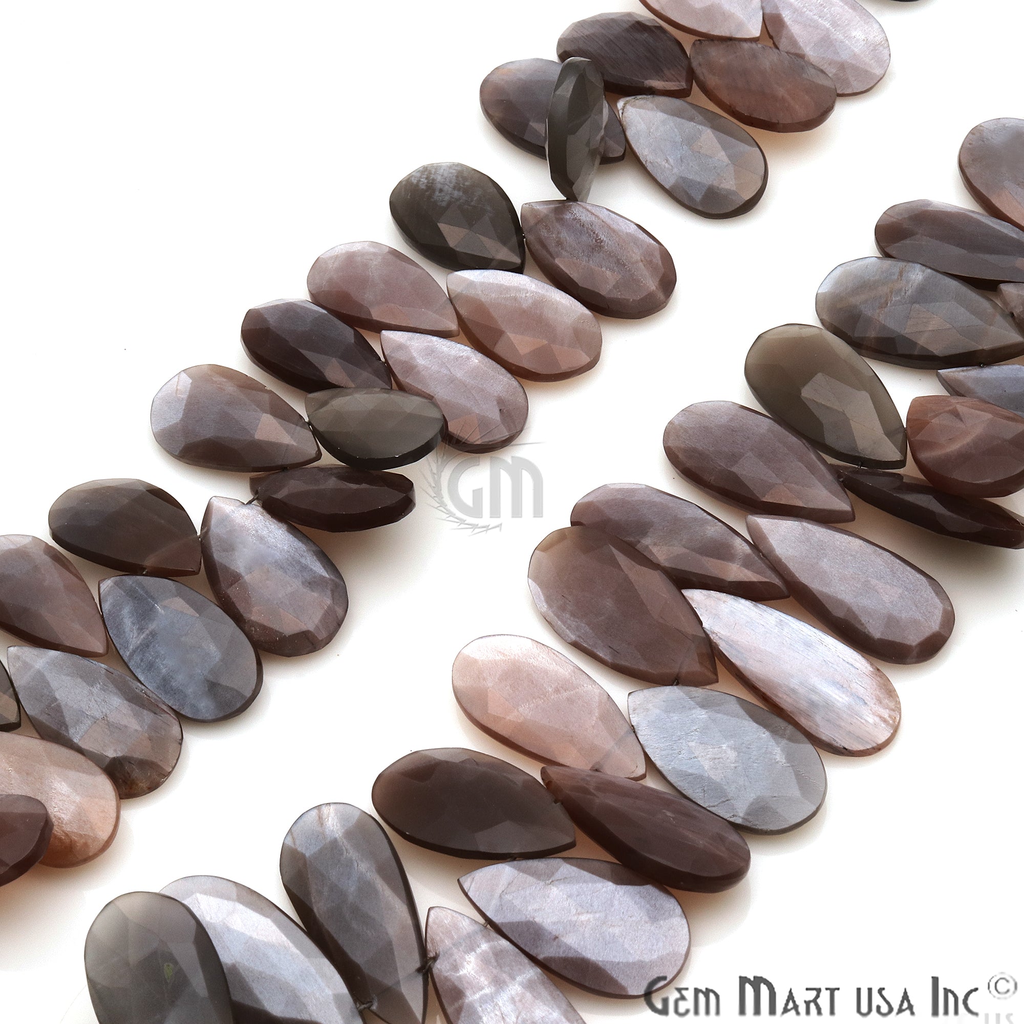 Chocolate Moonstone Pears 23x12mm Crafting Beads Gemstone Briolette Strands 8 Inch - GemMartUSA