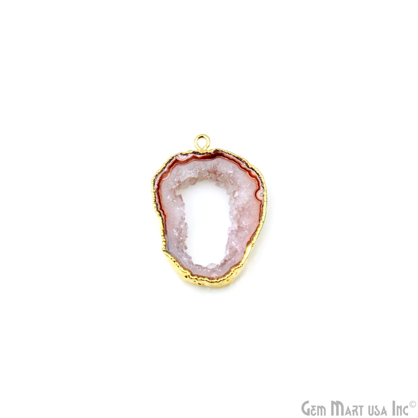 Agate Slice 31x21mm Organic  Gold Electroplated Gemstone Earring Connector 1 Pair