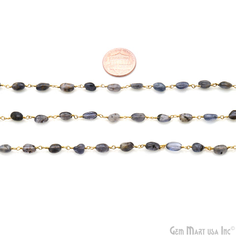 Iolite 8x5mm Tumble Beads Gold Plated Rosary Chain