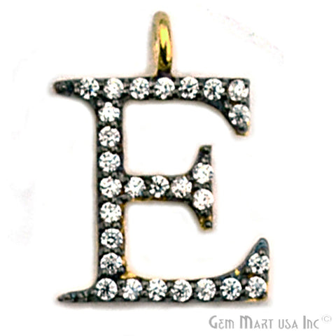 E' Alphabet Charm CZ Pave Gold Vermeil Charm for Bracelet & Pendants - GemMartUSA