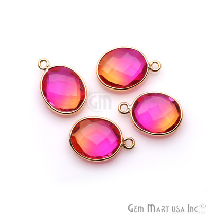 Doublet Aura Quartz 10x12mm Oval Connector (Pick Color,Plating,Bail) - GemMartUSA