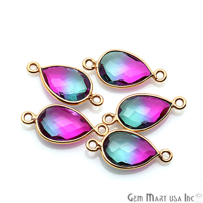 Doublet Aura Quartz 8x12mm Pear Connector (Pick Color,Bail or plating) - GemMartUSA