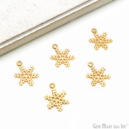 Snowflake Shape 21x15mm Gold Plated Textured Charm Minimalist Finding