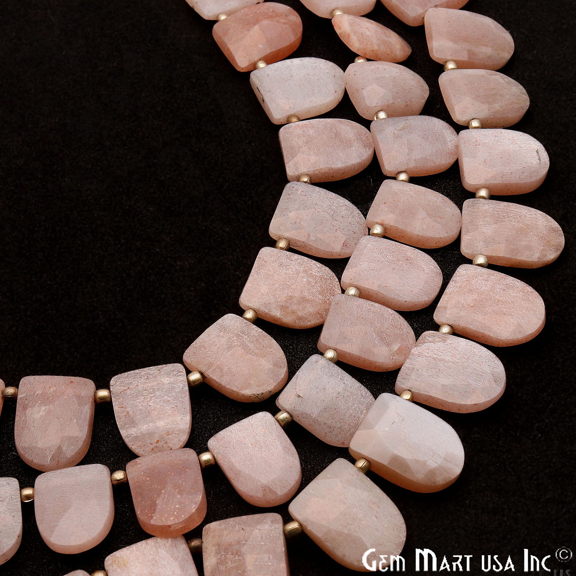 Pink Sunstone Half Round 14x10mm Crafting Beads Gemstone Briolette Strands 8 Inch - GemMartUSA