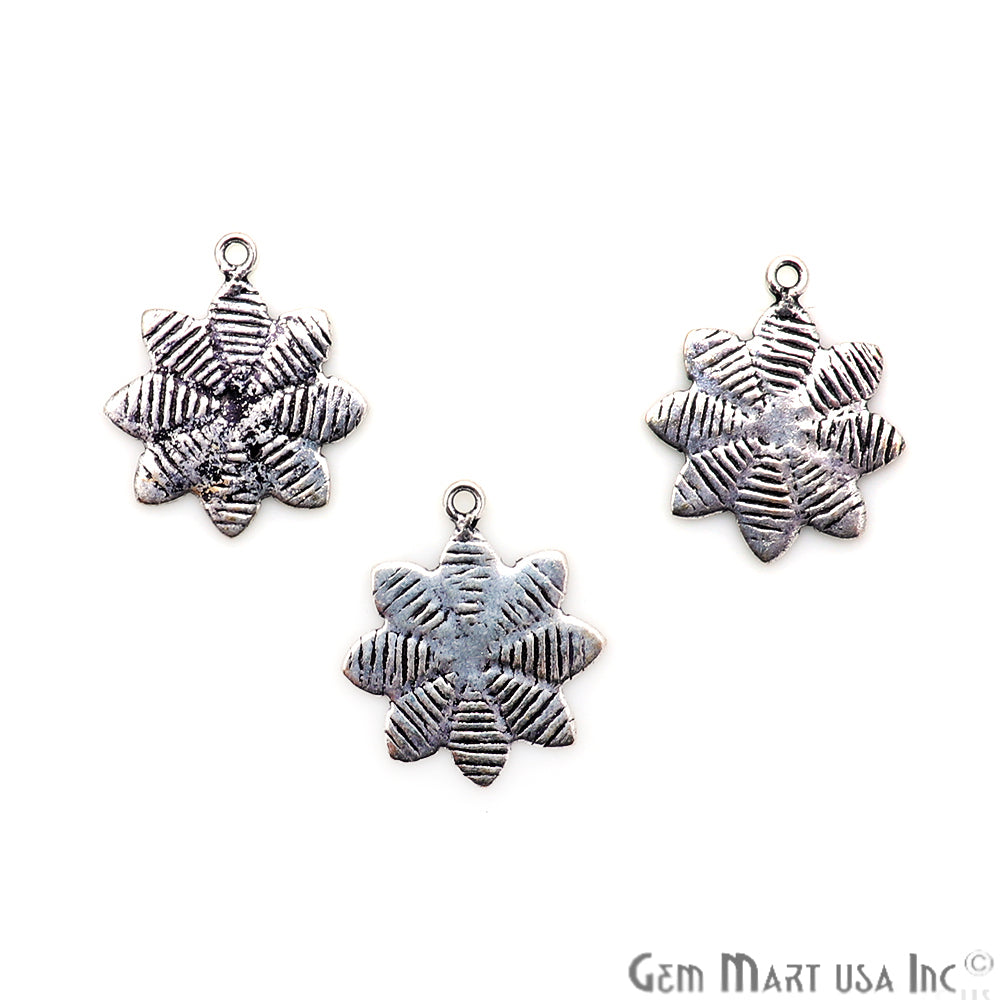 Flower Shape Oxidized 22x18mm Charm For Bracelets & Pendants - GemMartUSA