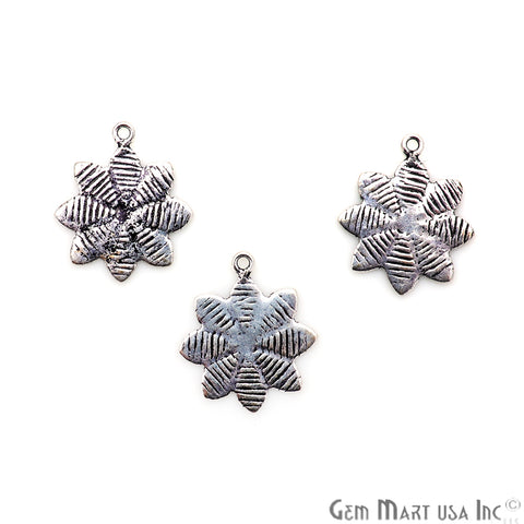 Flower Shape Oxidized 22x18mm Charm For Bracelets & Pendants - GemMartUSA