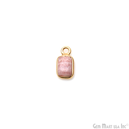 Strawberry Quartz Cabochon 6x4mm Rectangle Gold Plated Bezel Connector