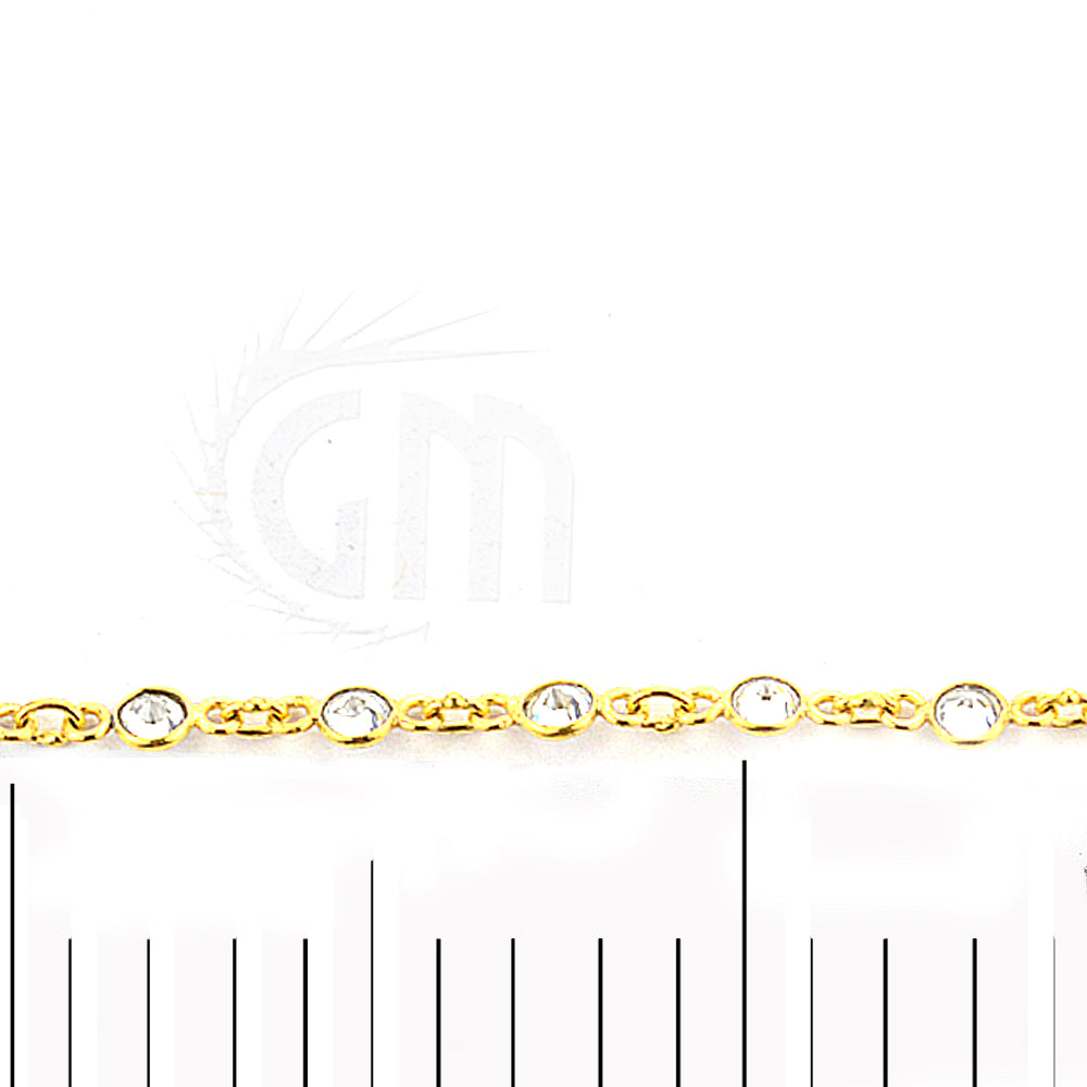 Crystal 4mm Round Gold Plated Continuous Connector Chain - GemMartUSA (764265431087)