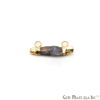 Rough Kyanite 29x12mm Gold Electroplated Double Bail Connector - GemMartUSA