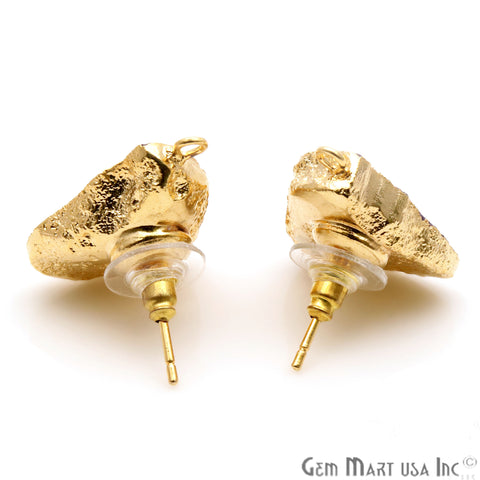 DIY Geode Druzy 27x19mm Gold Electroplated Loop Connector Studs Earrings - GemMartUSA