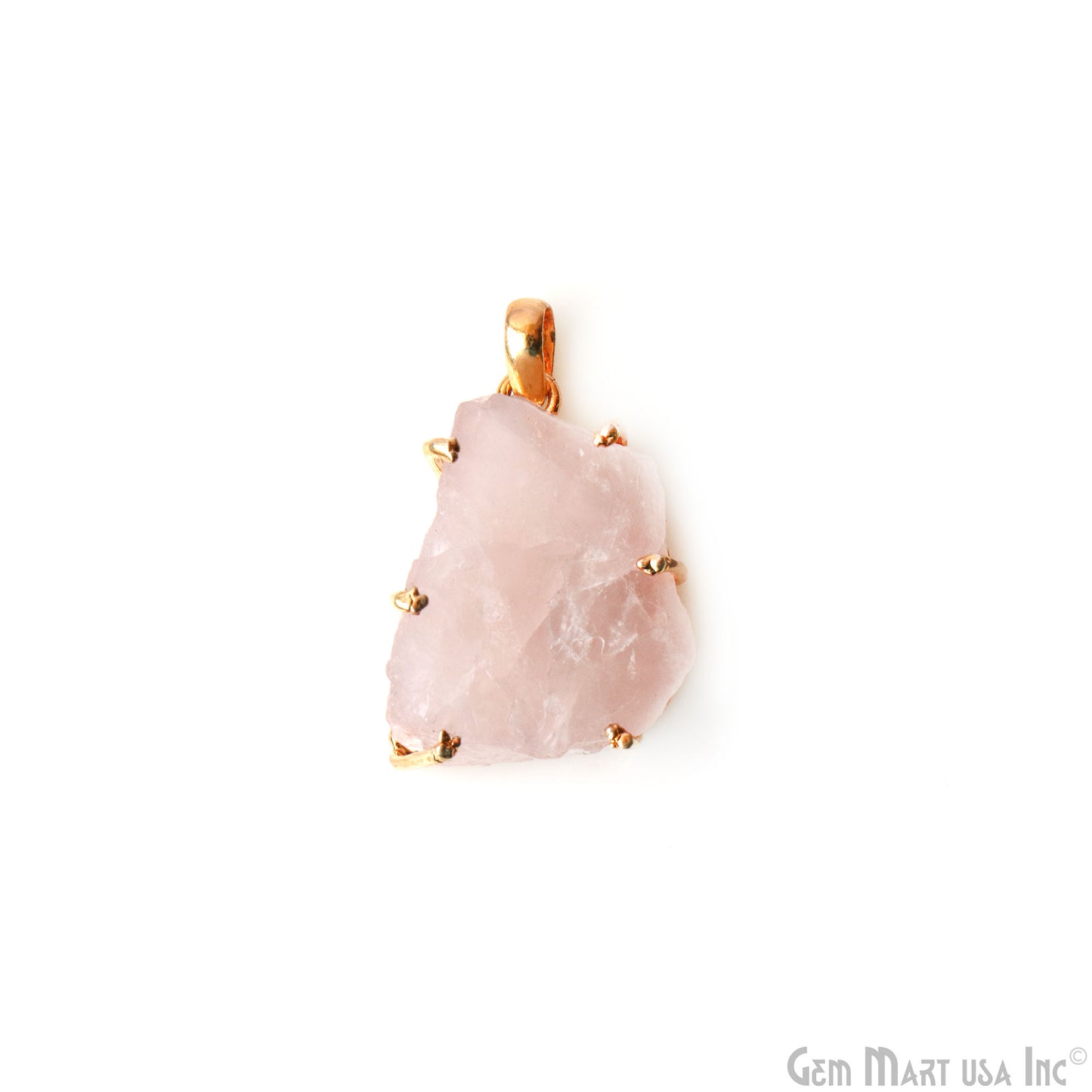 Natural Morganite Organic 35x23mm Gold Plated Prong Setting Single Bail Gemstone Pendant