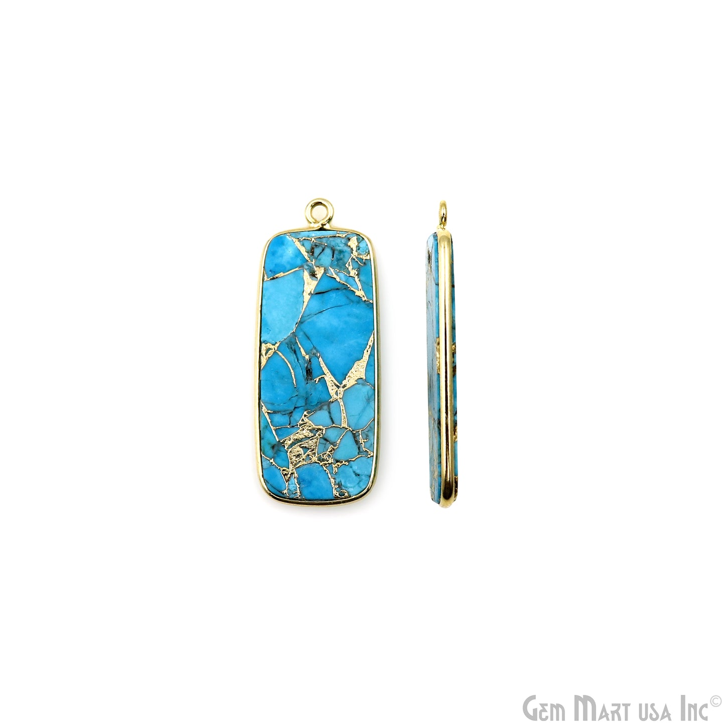 Turquoise Mohave 34x12mm Gold Plated Single Bail Earring Connector 1 Pair