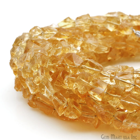 Citrine Rough Beads, 8 Inch Gemstone Strands, Drilled Strung Briolette Beads, Free Form, 7x5mm