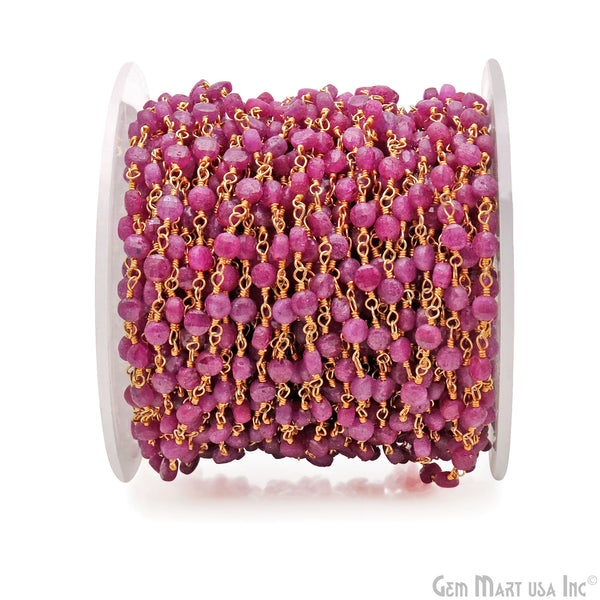 Ruby Faceted Coin 3-4mm...
