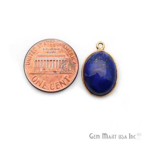 Lapis Lazuli Single Bail Gold Plated Oval 20x13mm Cabochon Connector - GemMartUSA
