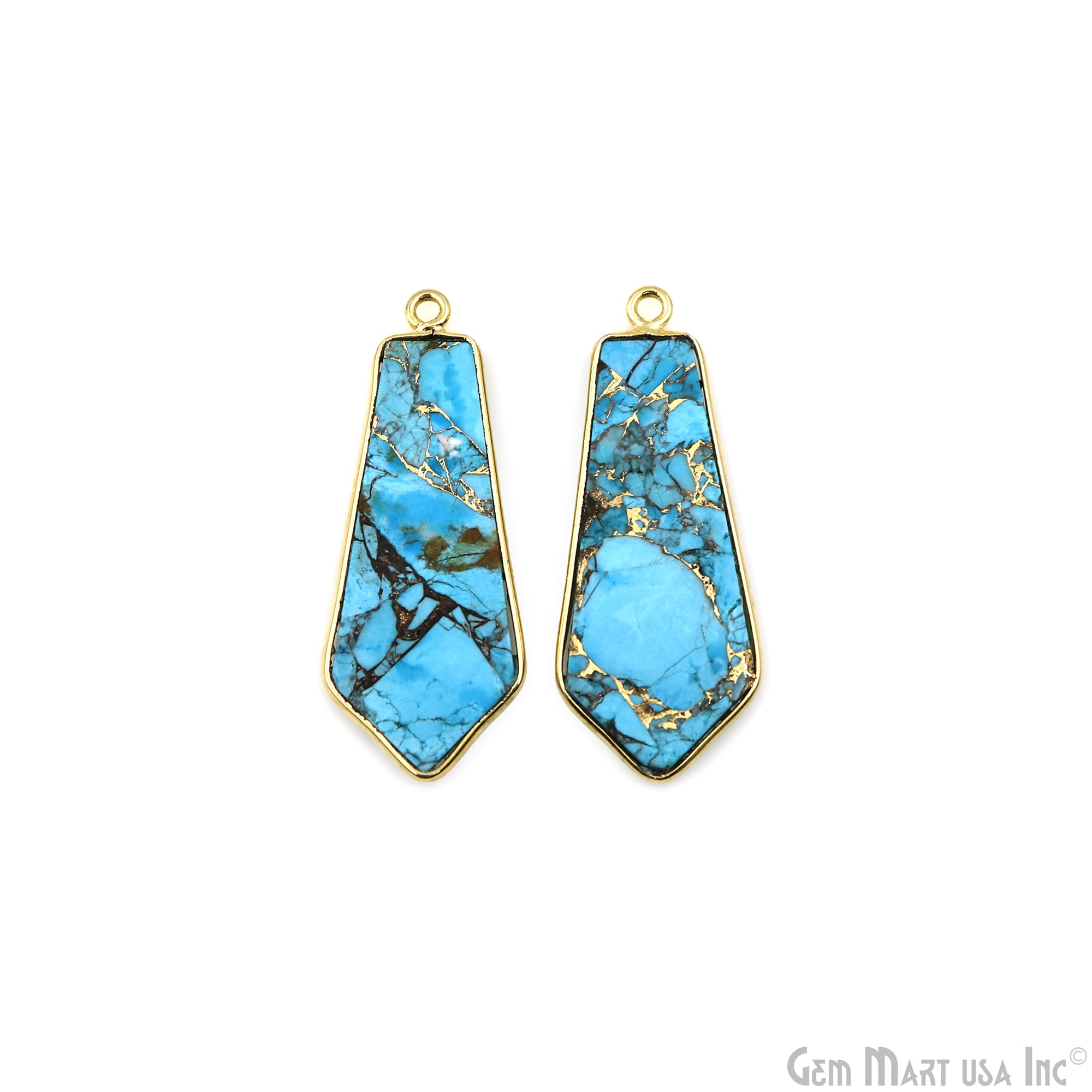 Turquoise Mohave 30x13mm Gold Plated Single Bail Earring Connector 1 Pair