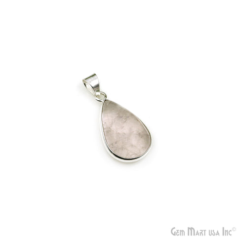 Rose Quartz Gemstone Pears 29x16mm Sterling Silver Necklace Pendant 1PC