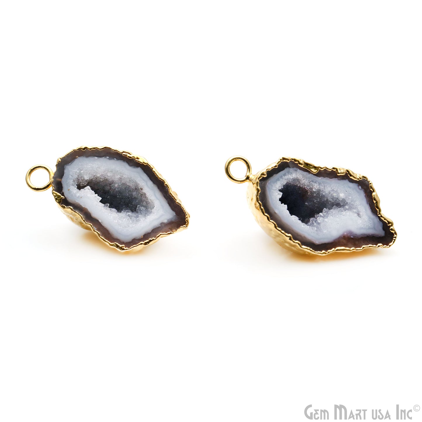 Geode Druzy 31x16mm Organic Gold Electroplated Single Bail Gemstone Earring Connector 1 Pair