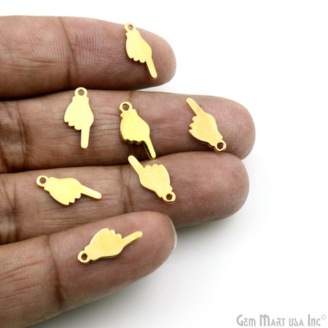 Foam Finger Hand Shape Charm Laser Finding Gold Plated 15.2x6.75mm Charm For Bracelets & Pendants