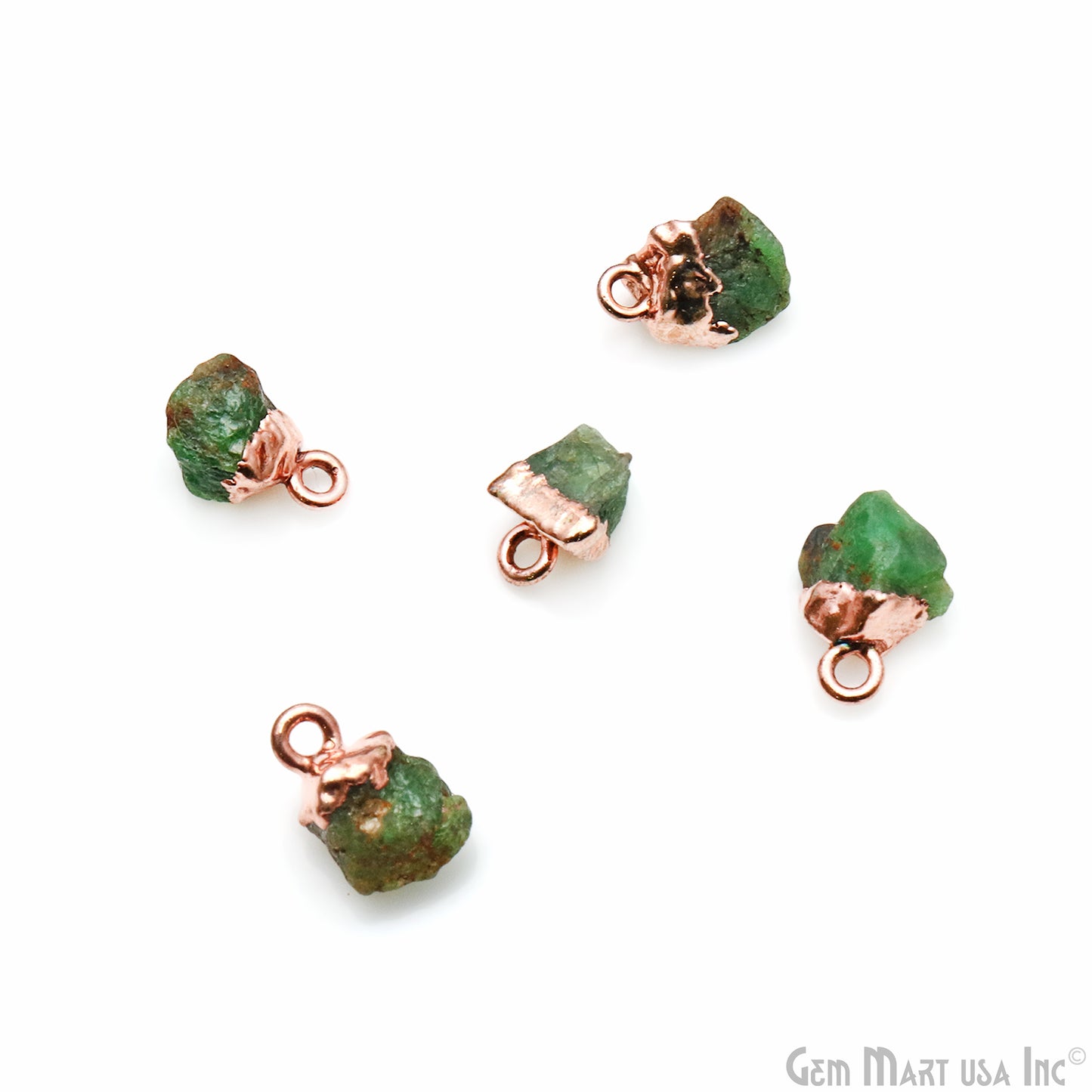 Chrome Diopside Gemstone 20x11mm Organic Rose Gold Edged Single Bail Connector