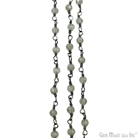 Gray Monalisa 3-3.5mm Oxidized Beaded Wire Wrapped Rosary Chain