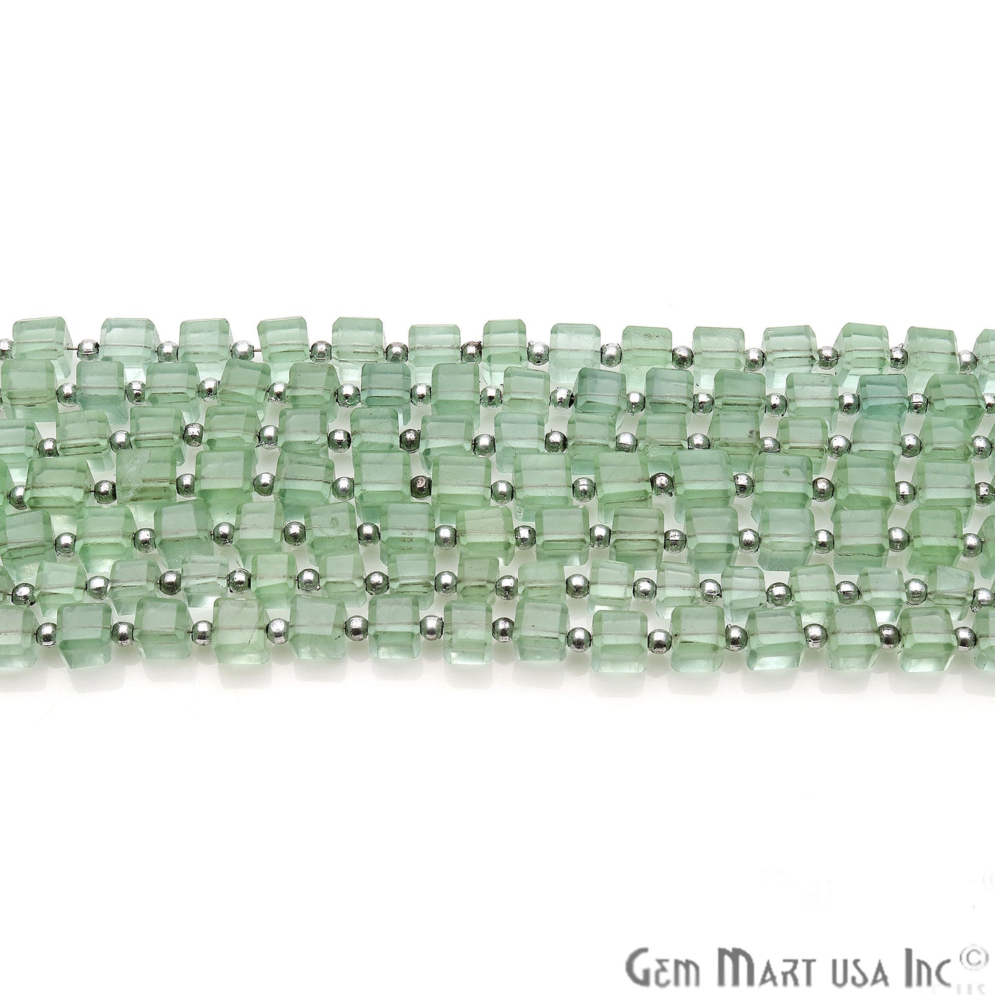 Green Fluorite Box 6-7mm Faceted Crafting Beads Gemstone Briolette Strands 8 Inch - GemMartUSA