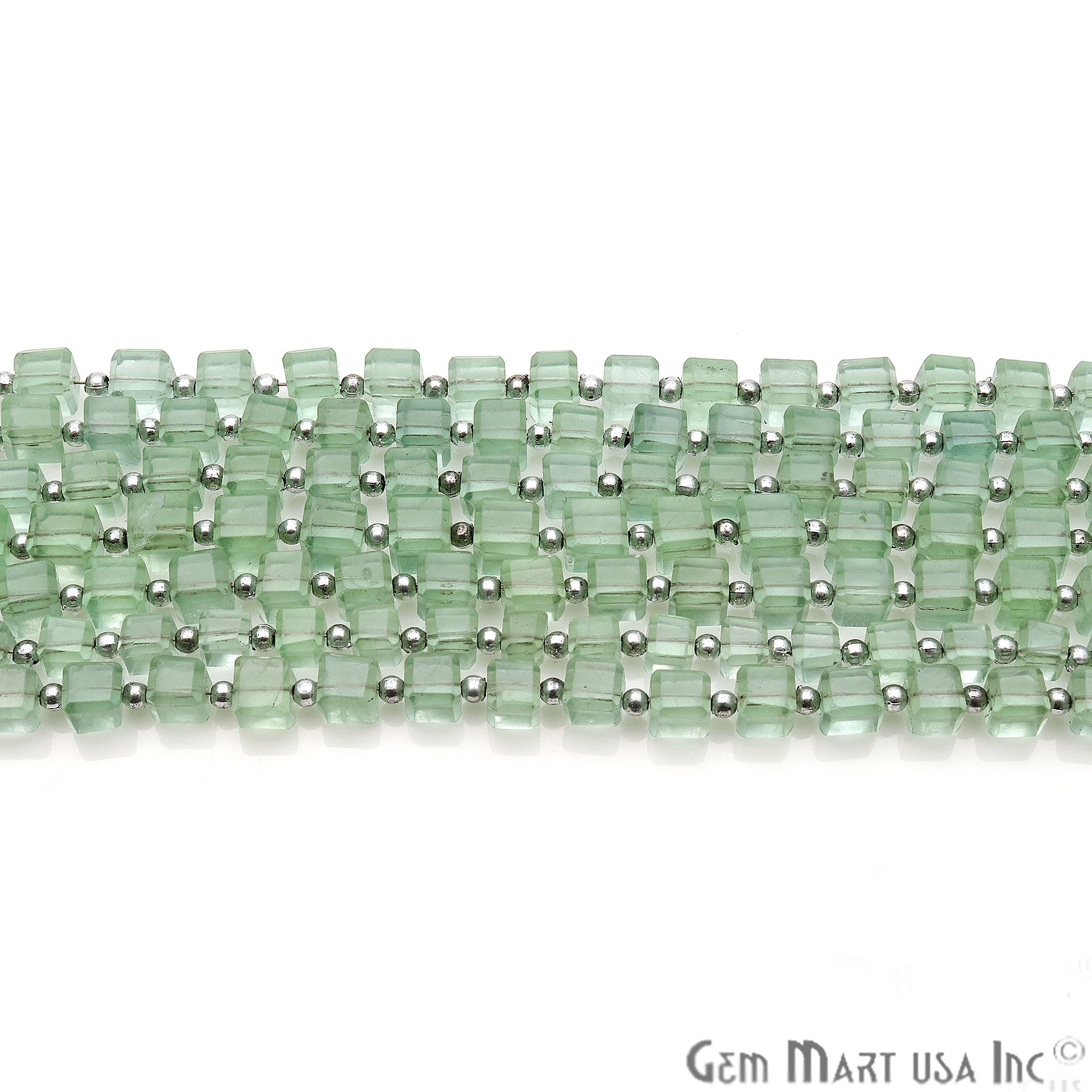 Green Fluorite Box 6-7mm Faceted Crafting Beads Gemstone Briolette Strands 8 Inch - GemMartUSA