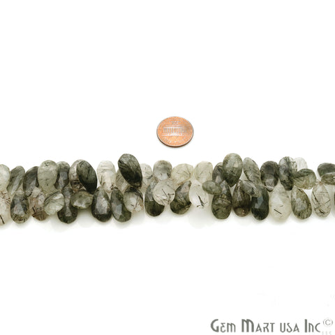 Rutilated Pears 16x10mm Crafting Beads Gemstone Briolette Strands 8 Inch - GemMartUSA